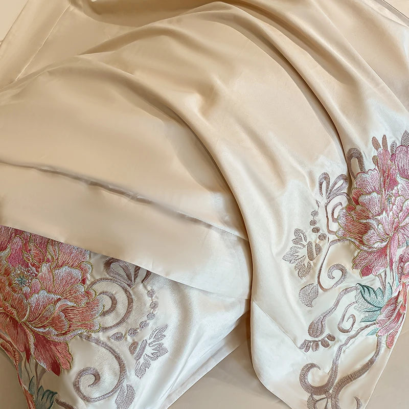 THL1174 Pastel 100% Cotton Embroidered 400TC Soft & Elegant Luxury Bedding Set