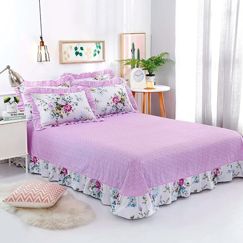 THL1116 Juego de cama de patchwork estilo campestre francés, elegante, suave y acogedor, 100 % algodón, con estampado floral primaveral