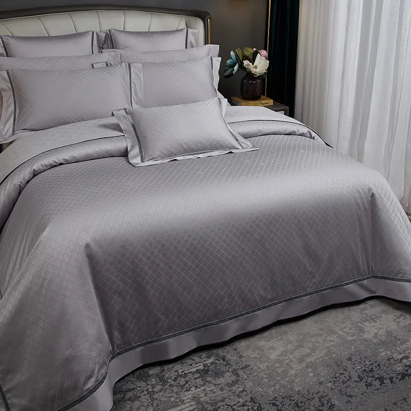 THL1057 Egyptian Cotton Soft Silky Jacquard Wave Bedding Boho Textured Elegance for Ultimate Comfort