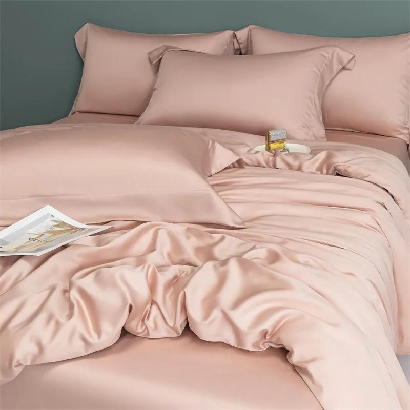 THL1143 Solid Plain Color Eucalyptus Lyocell Duvet Cover & Sheet